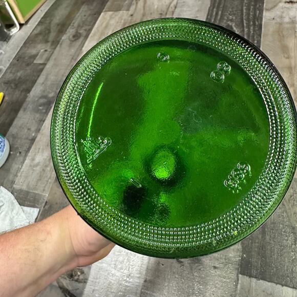 Vintage Wine Green Glass Decanter Bottle Long Neck Handle - Picture 5 of 8